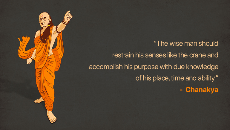 The wise man should restrain his senses like the crane and accomplish his purpose with due knowledge of his place, time and ability